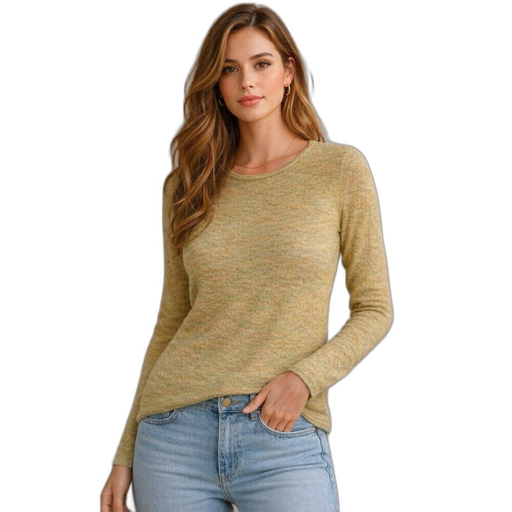 Pure Alpaca Baby Alpaca Knit Top L Peru Lightweight Soft Crewneck Long Sleeve